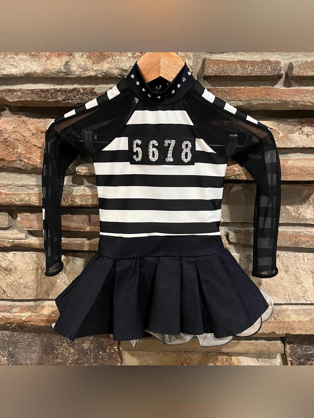 Weissman Dance Costume Prisoner Black and White Striped Dress Size 7/8